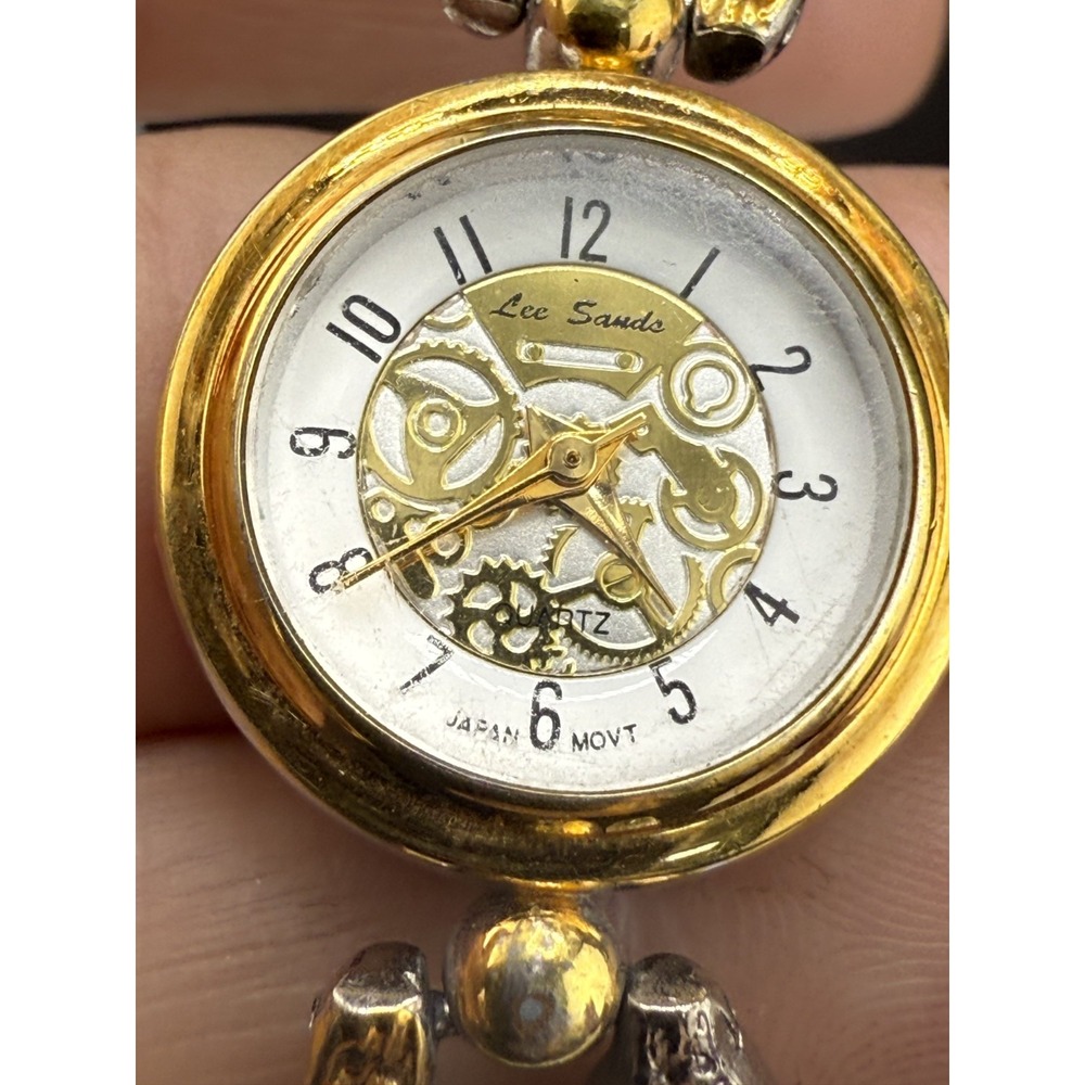 Vintage‎ Lee Sands Watch Women Angels Silver Gold Tone Signed 6" NEEDS BATTERY
